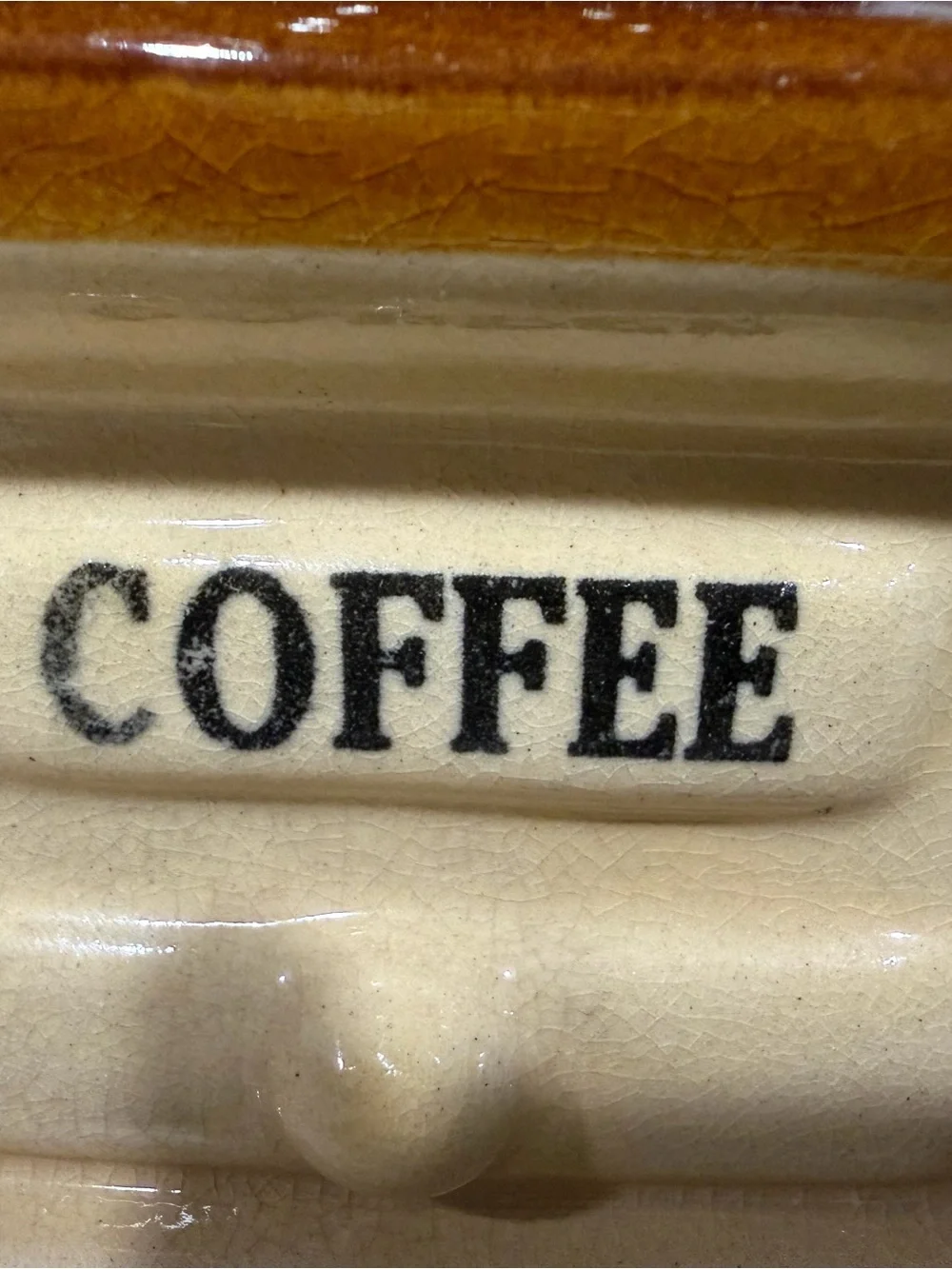 Ceramic Coffee Grinder Canister - Brown and Cream
